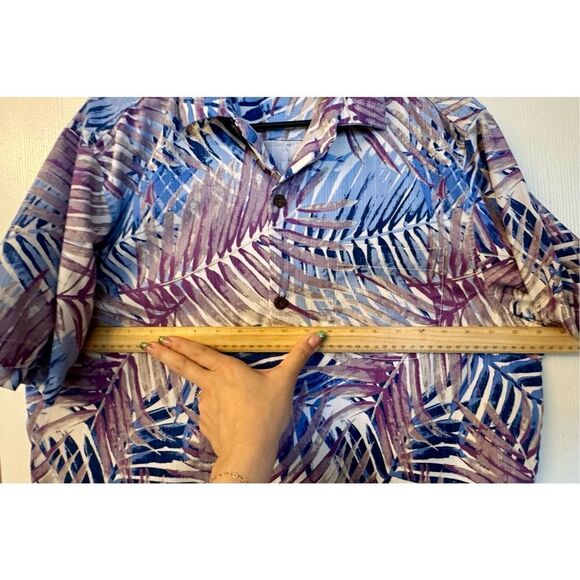 Tommy Bahama San Juan Fronds Silk Men's Hawaiian Blue/Lavender Camp Shirt XL - Picture 10 of 12